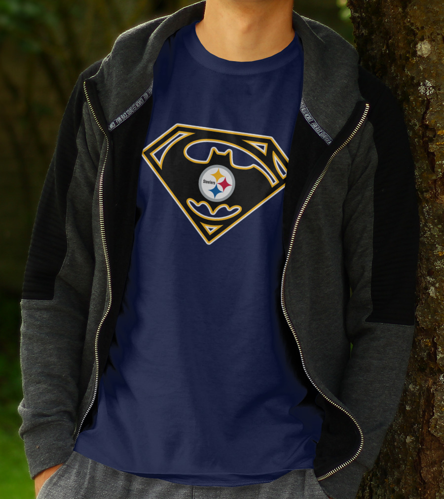 Pittsburgh Steelers Batman Superman Logo Fusion 224 T-Shirt