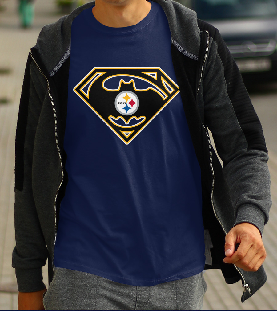 Pittsburgh Steelers Batman Superman Logo Fusion 224 T-Shirt