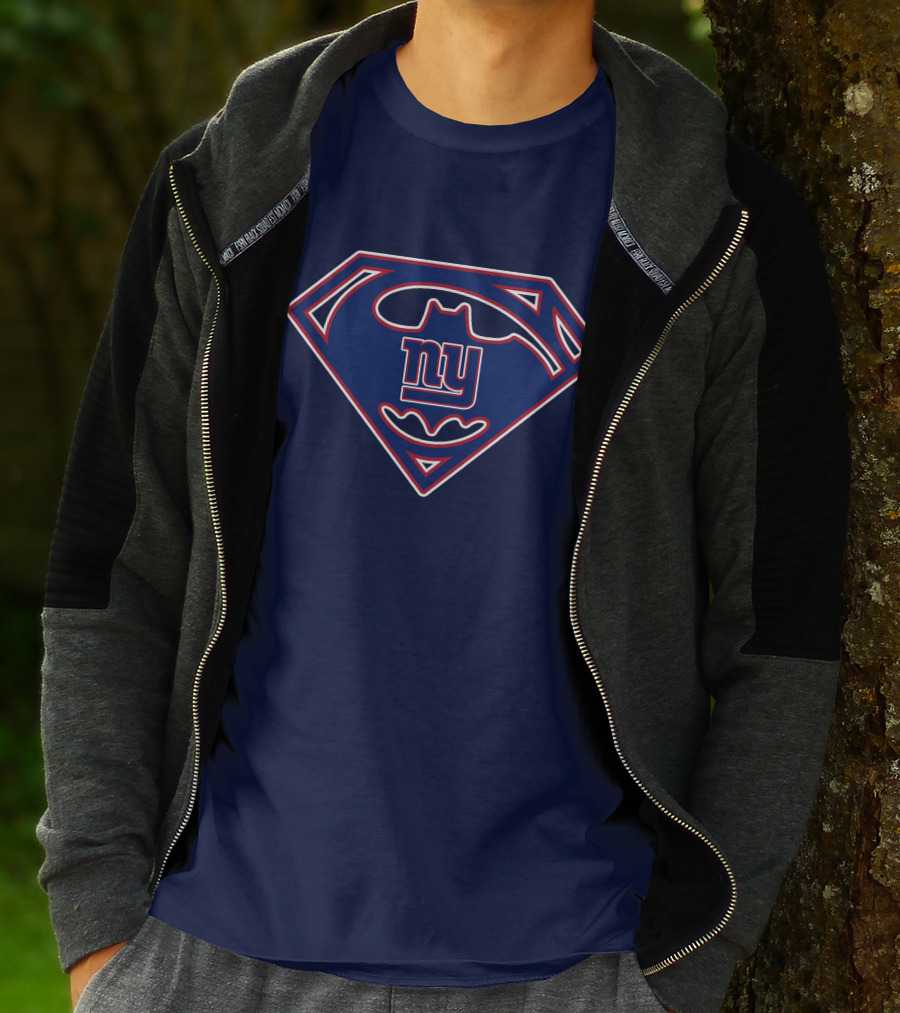 Superman Logo Batman Bat Symbol New York Giants Combination T-Shirt