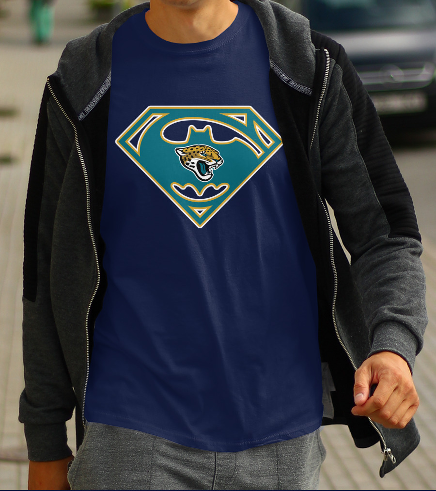 Jacksonville Jaguars Superman Batman Logo Fusion T-Shirt