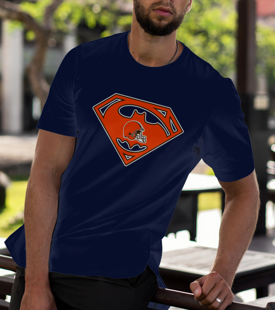 Cleveland Browns Superman Batman Logo Nfl Fan Helmet T-Shirt