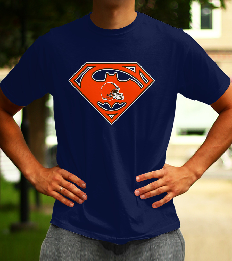 Cleveland Browns Superman Batman Logo Nfl Fan Helmet T-Shirt