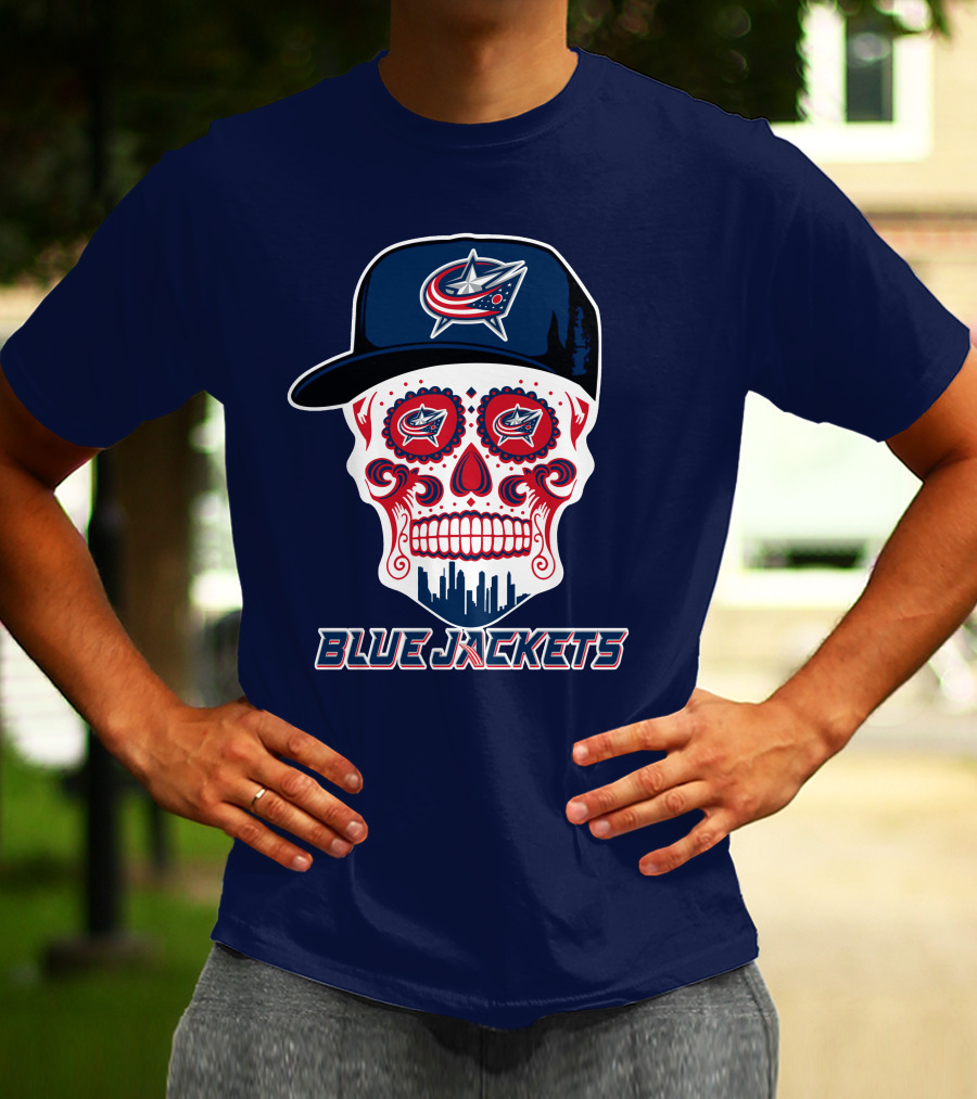 Columbus Blue Jackets Skull Hat Logo Blue Jackets T-Shirt