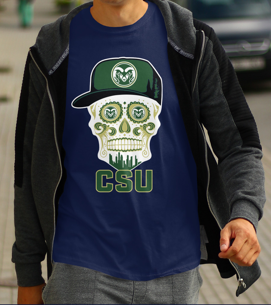 Csu Rams Sugar Skull With Cap T-Shirt