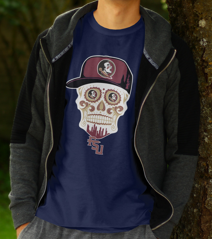 Florida State Seminoles Fsu Skull With Hat T-Shirt