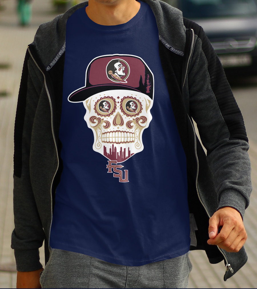 Florida State Seminoles Fsu Skull With Hat T-Shirt