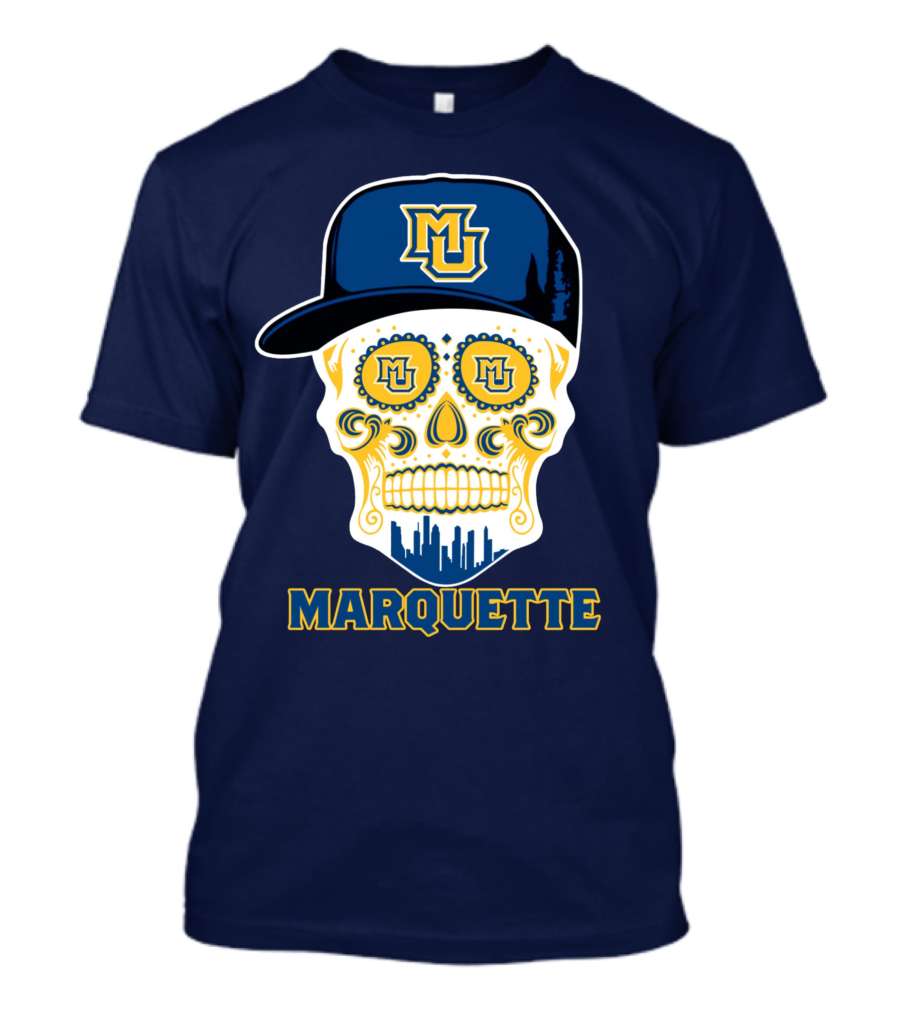 Marquette Golden Eagles Sugar Skull Mu Cap T-Shirt