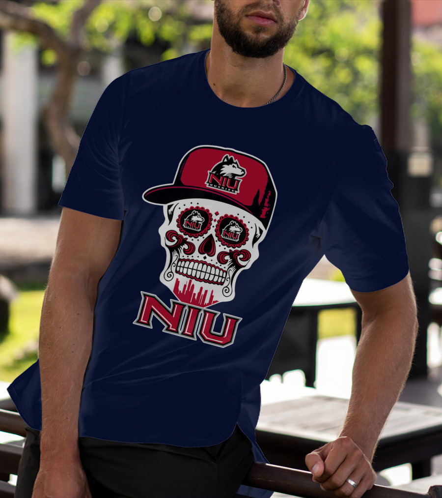 Niu Huskies Sugar Skull T-Shirt