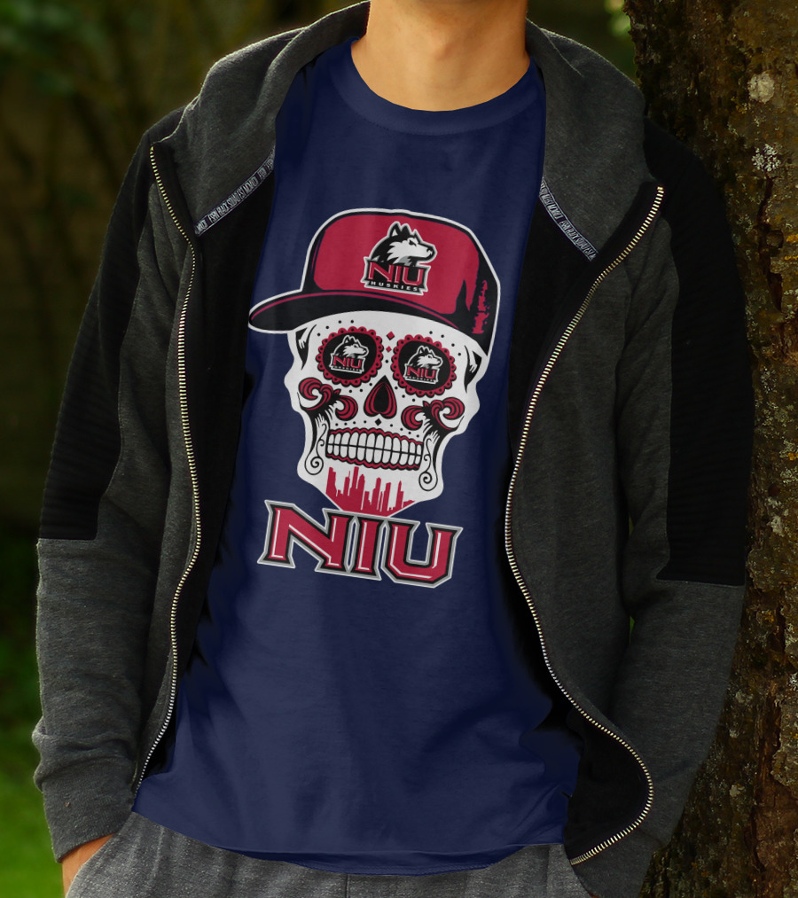 Niu Huskies Sugar Skull T-Shirt