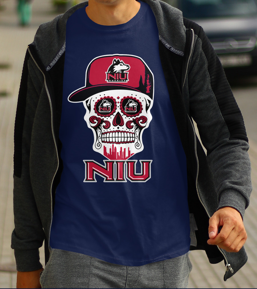 Niu Huskies Sugar Skull T-Shirt
