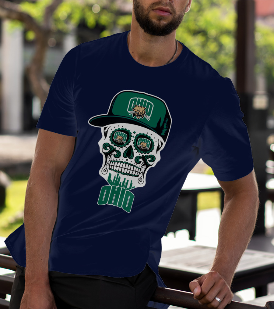 Ohio Bobcats Sugar Skull Urban Cap T-Shirt