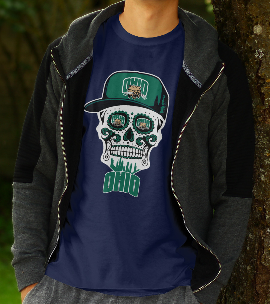 Ohio Bobcats Sugar Skull Urban Cap T-Shirt