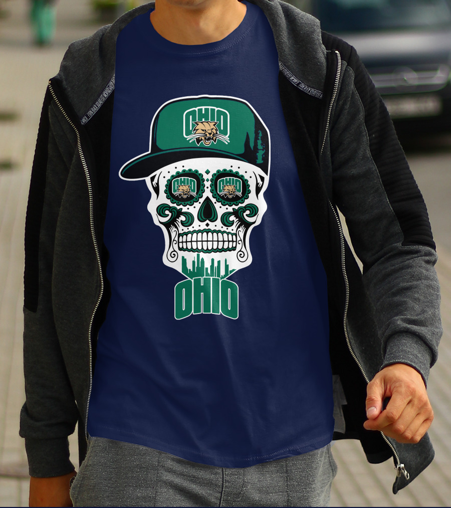 Ohio Bobcats Sugar Skull Urban Cap T-Shirt
