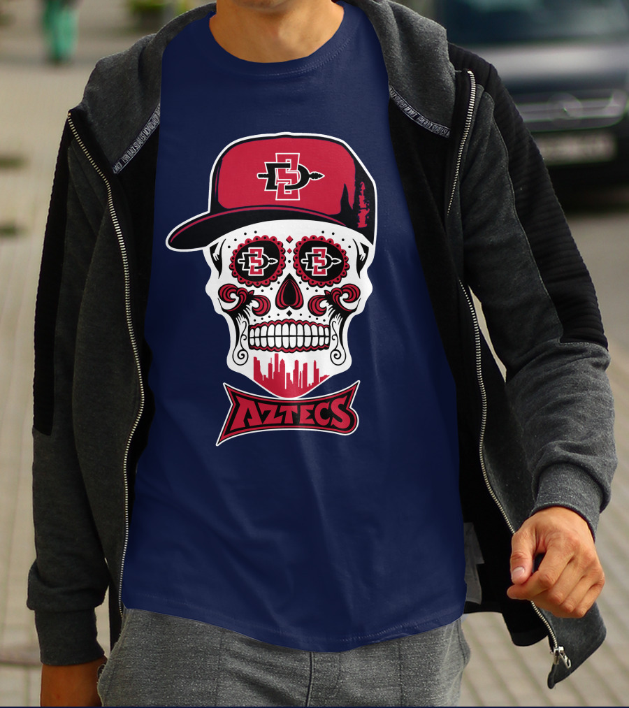 San Diego State Aztecs Skull Cap Icon With Sd Skyline T-Shirt