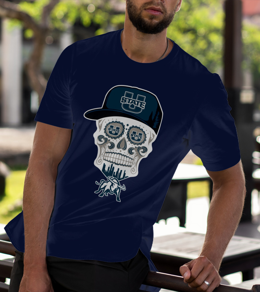 Utah State Aggies Skull Logo U State Hat And Bull T-Shirt