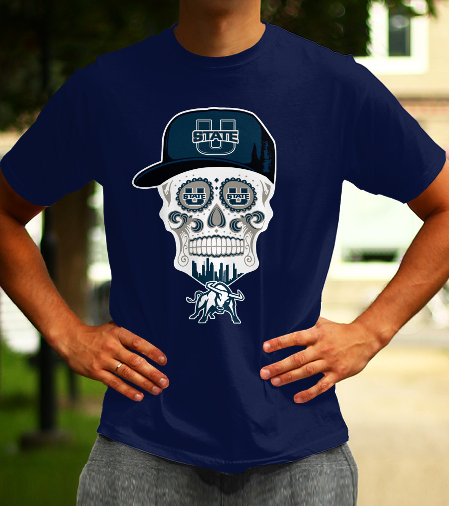 Utah State Aggies Skull Logo U State Hat And Bull T-Shirt