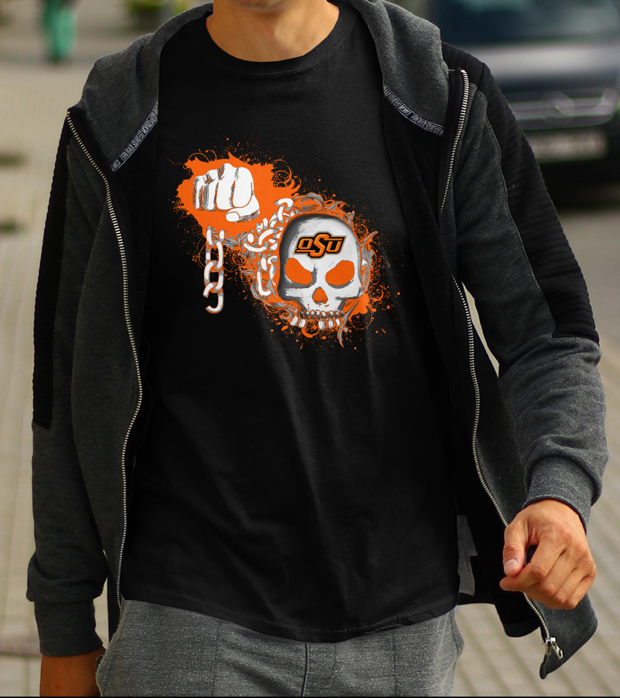 Oklahoma State Cowboys Osu Skull Fist Chains T-Shirt