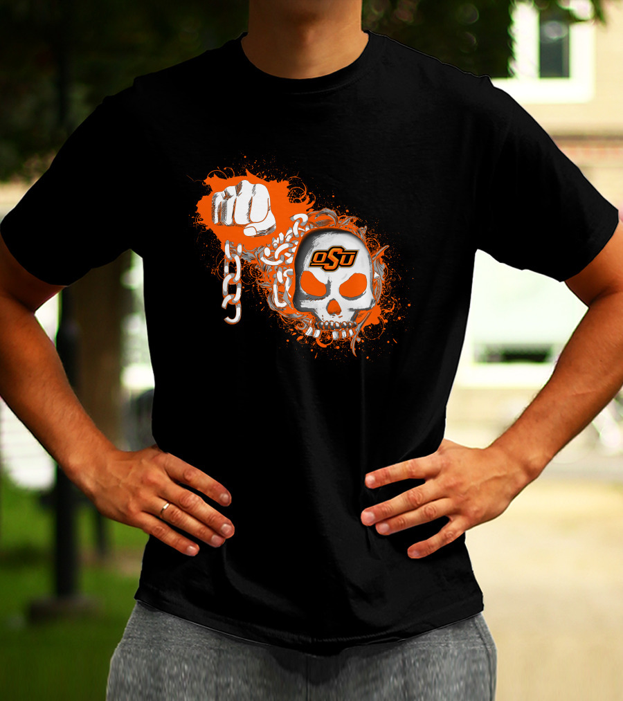 Oklahoma State Cowboys Osu Skull Fist Chains T-Shirt