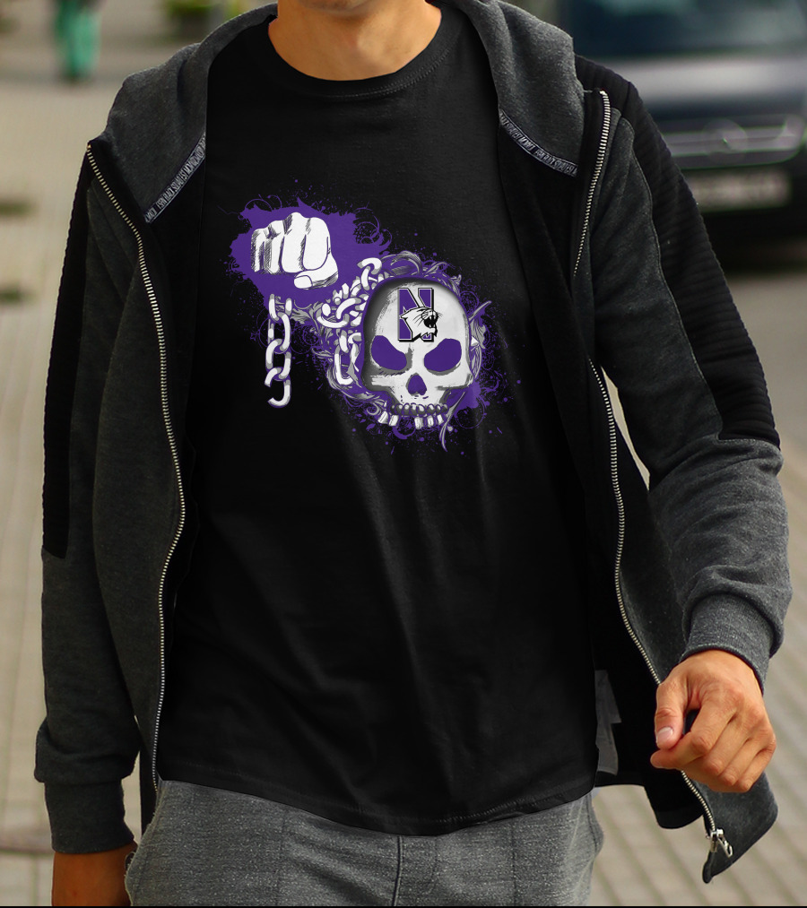 Northwestern Wildcats Skull With Purple Chains T-Shirt