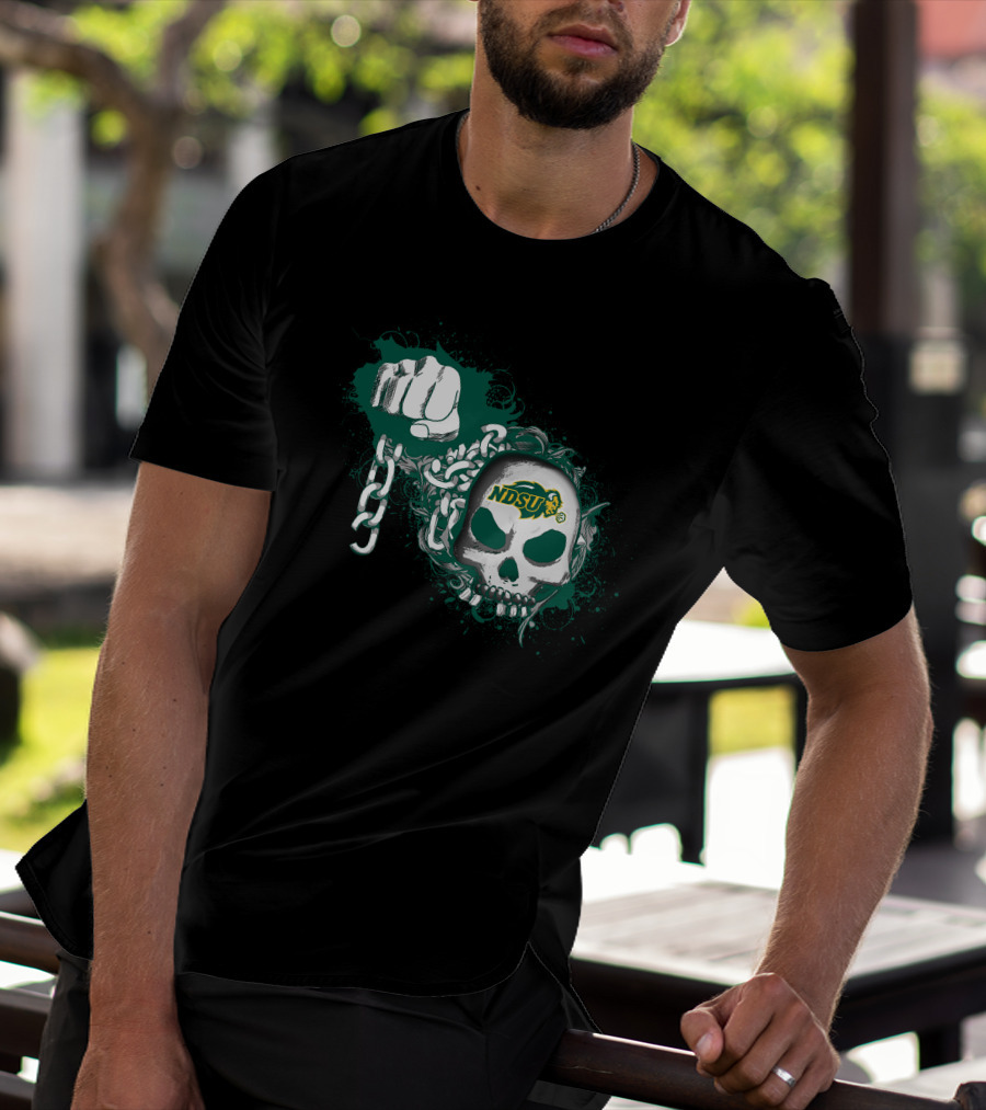 Ndsu Bison Skull With Fist And Chain T-Shirt