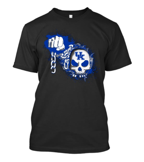 Kentucky Wildcats Skull Logo With Fist And Chain T-Shirt