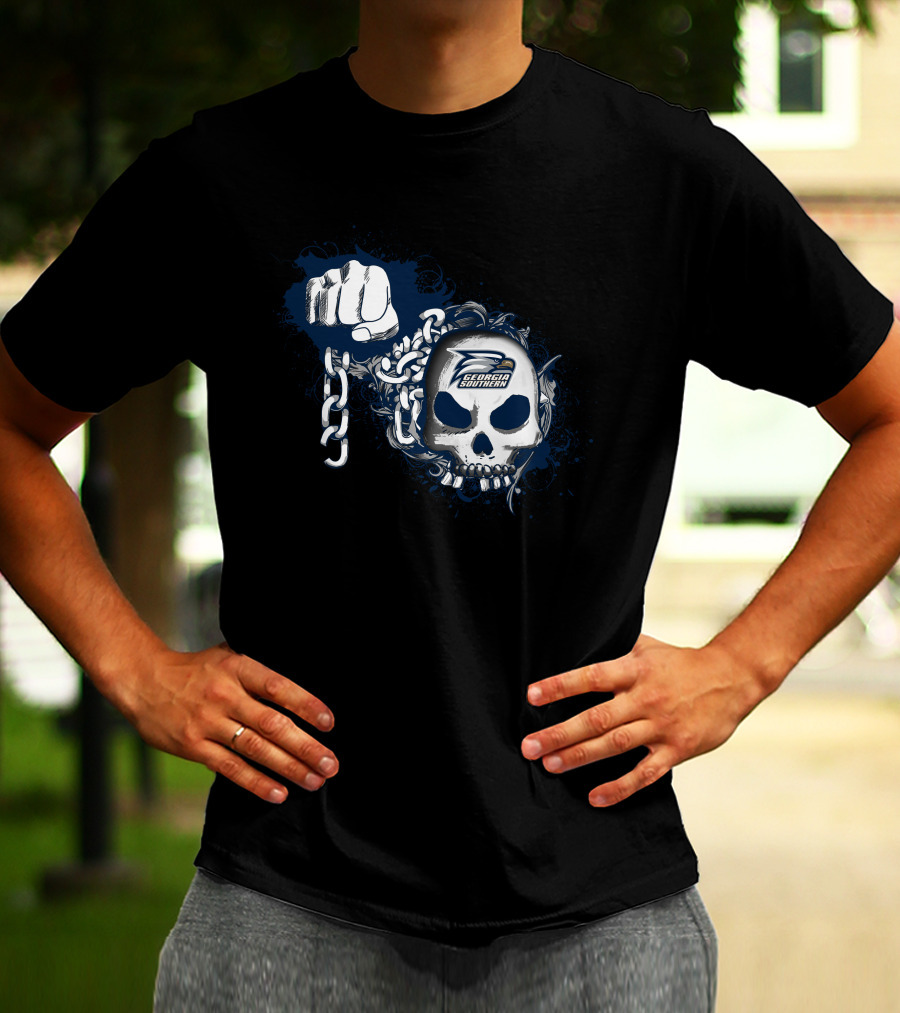 Georgia Southern Eagles Skull And Chains Fist 1989 T-Shirt