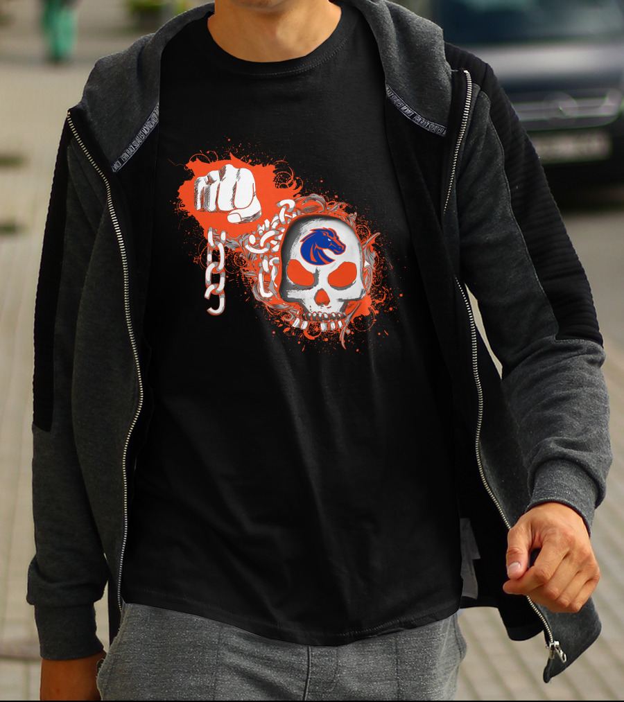 Fist And Skull Chains Boise State Broncos T-Shirt
