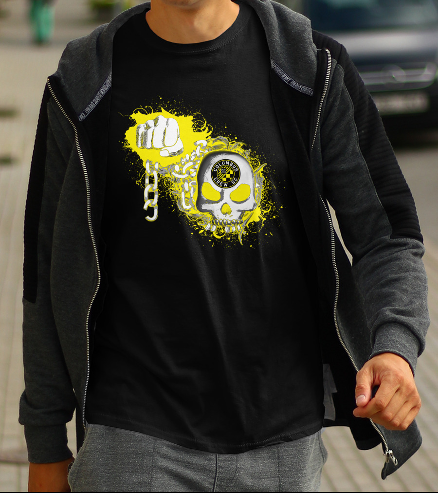 Columbus Crew Sc Skull Fist Chain Yellow Burst T-Shirt