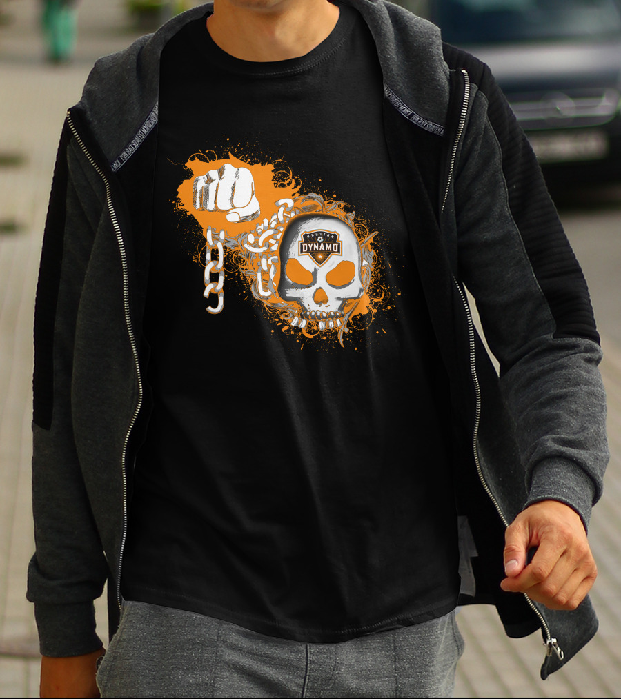 Houston Dynamo Skull And Chain Fist T-Shirt