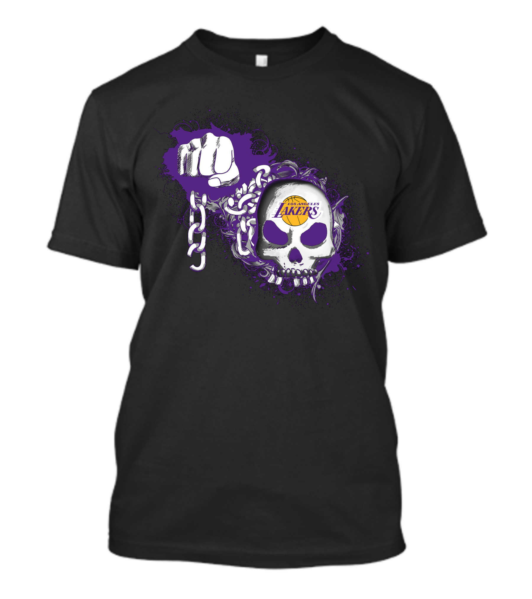Los Angeles Lakers Skull And Chains Fist T-Shirt