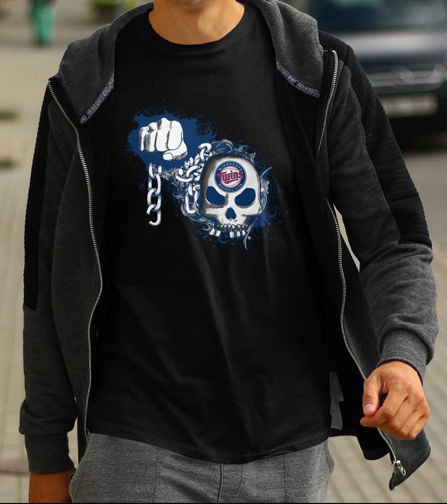 Minnesota Twins Baseball Skull And Chain T-Shirt