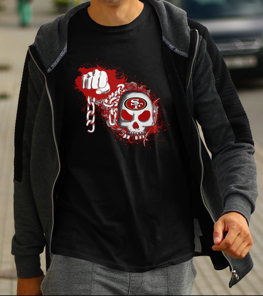 San Francisco 49ers Skull And Chains Fist T-Shirt