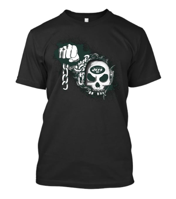 New York Jets Skull And Chains Fist T-Shirt