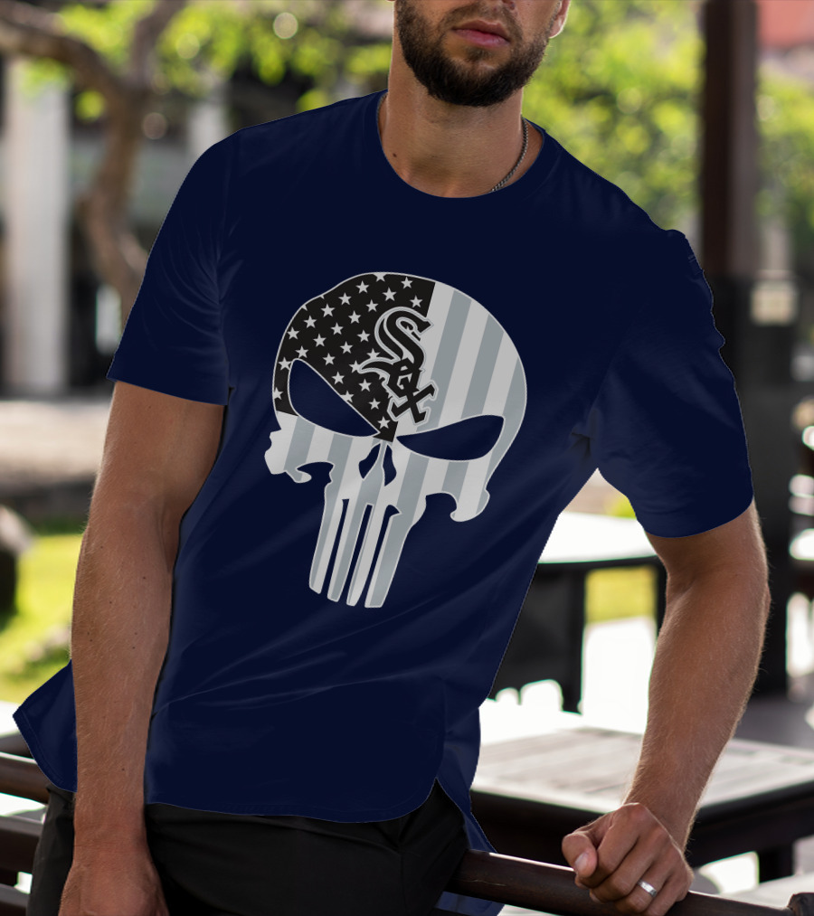 Chicago White Sox American Flag Punisher Skull T-Shirt