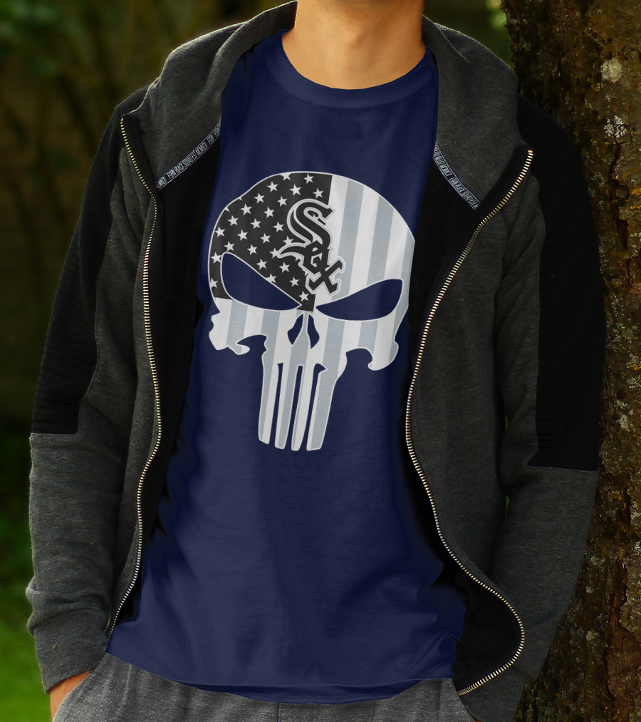 Chicago White Sox American Flag Punisher Skull T-Shirt