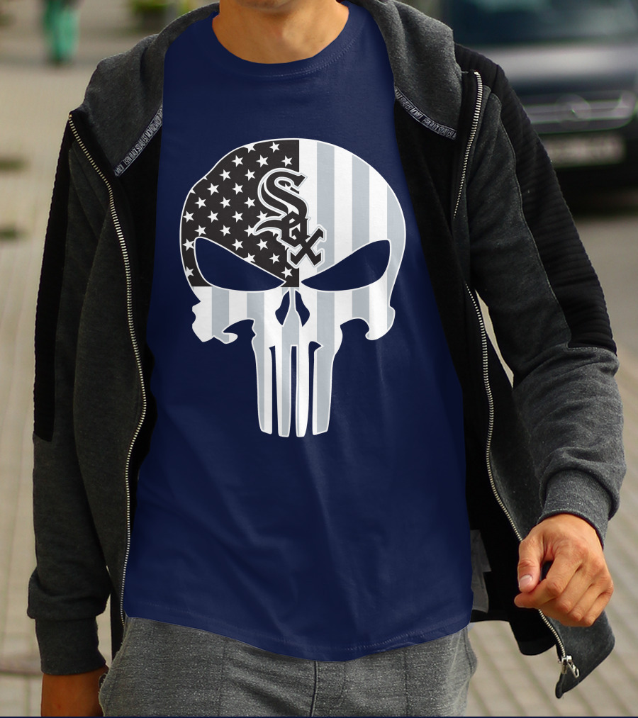 Chicago White Sox American Flag Punisher Skull T-Shirt