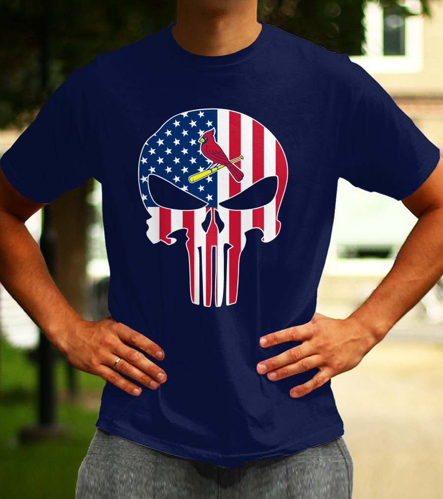 Louis Cardinals American Flag Punisher Skull T-Shirt