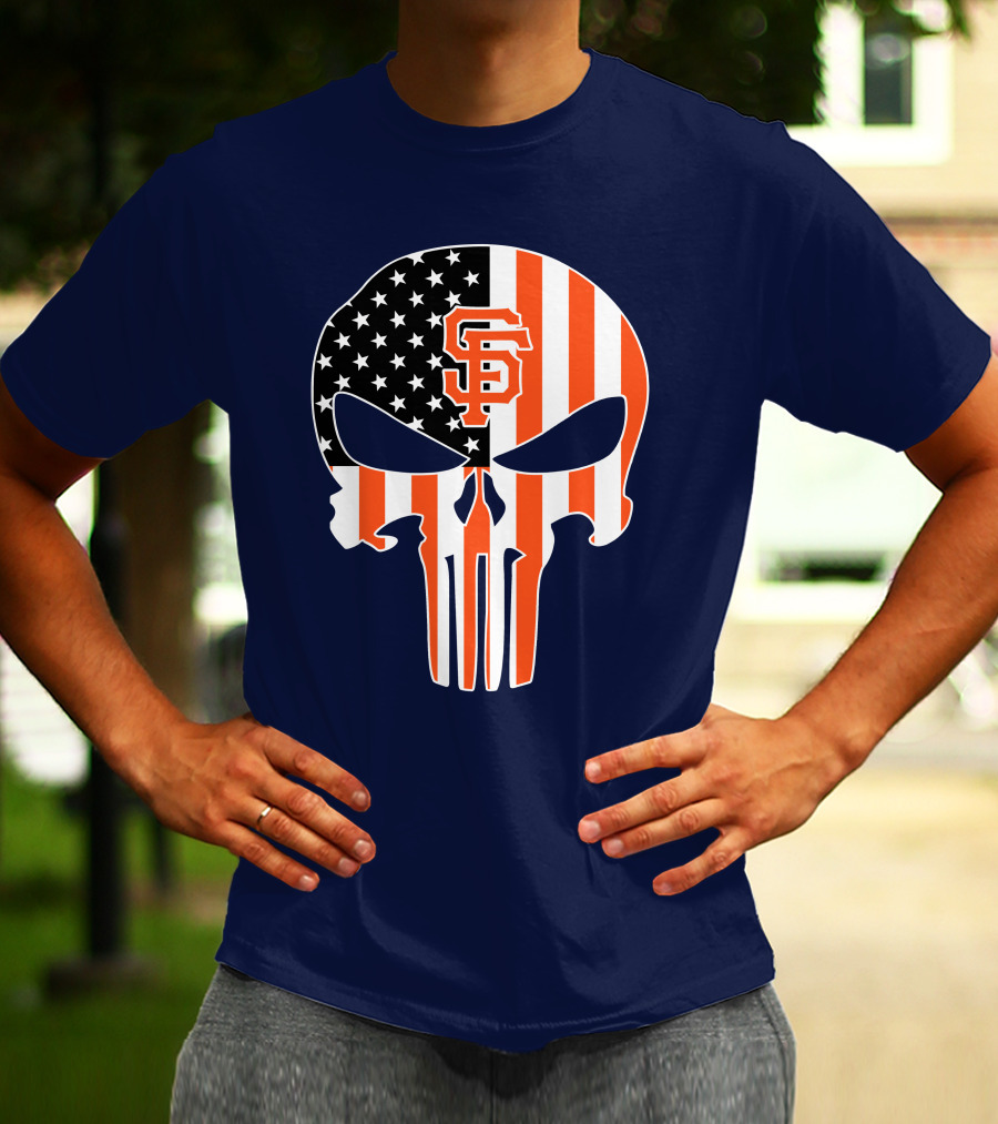 San Francisco Giants Punisher Skull American Flag T-Shirt