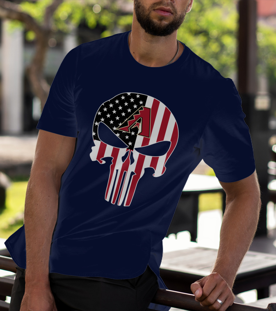 Arizona Diamondbacks Punisher American Flag Skull T-Shirt