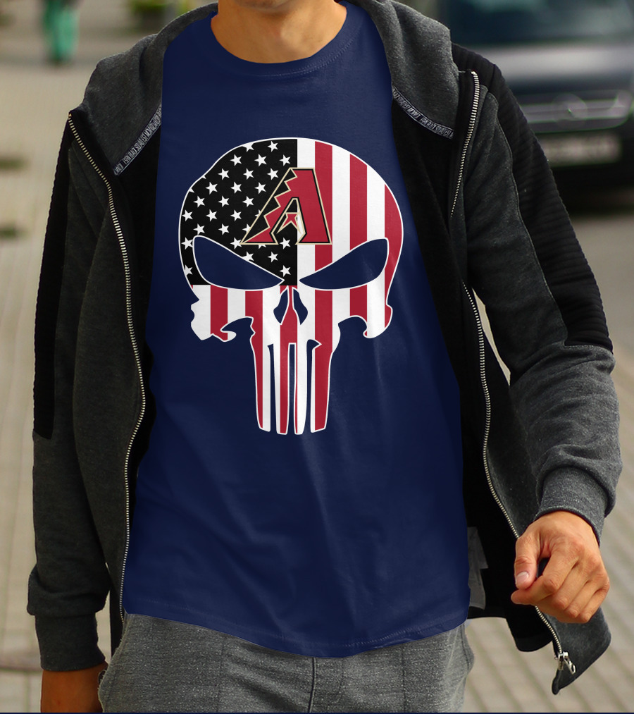 Arizona Diamondbacks Punisher American Flag Skull T-Shirt