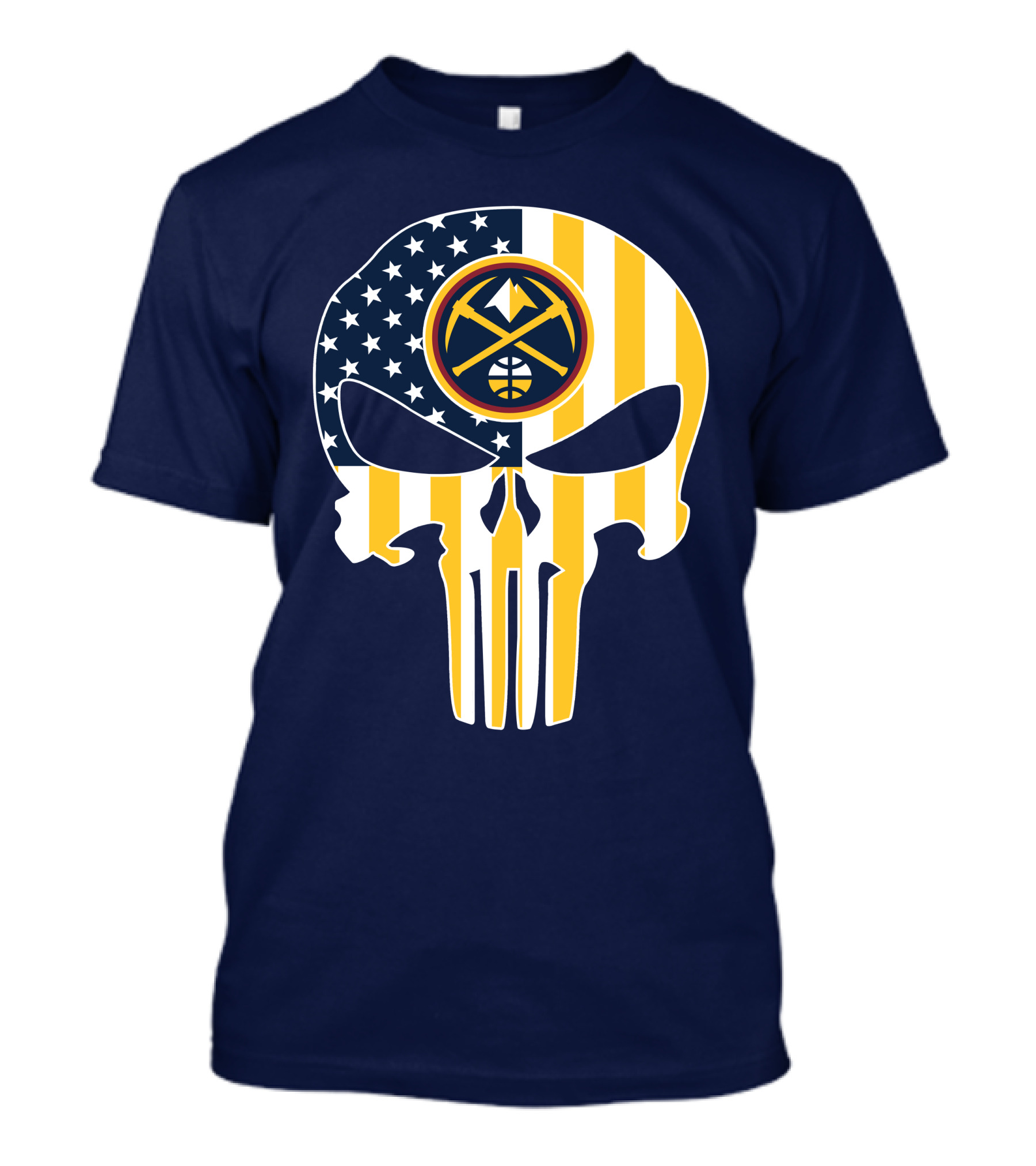 Denver Nuggets Punisher Skull American Flag T-Shirt