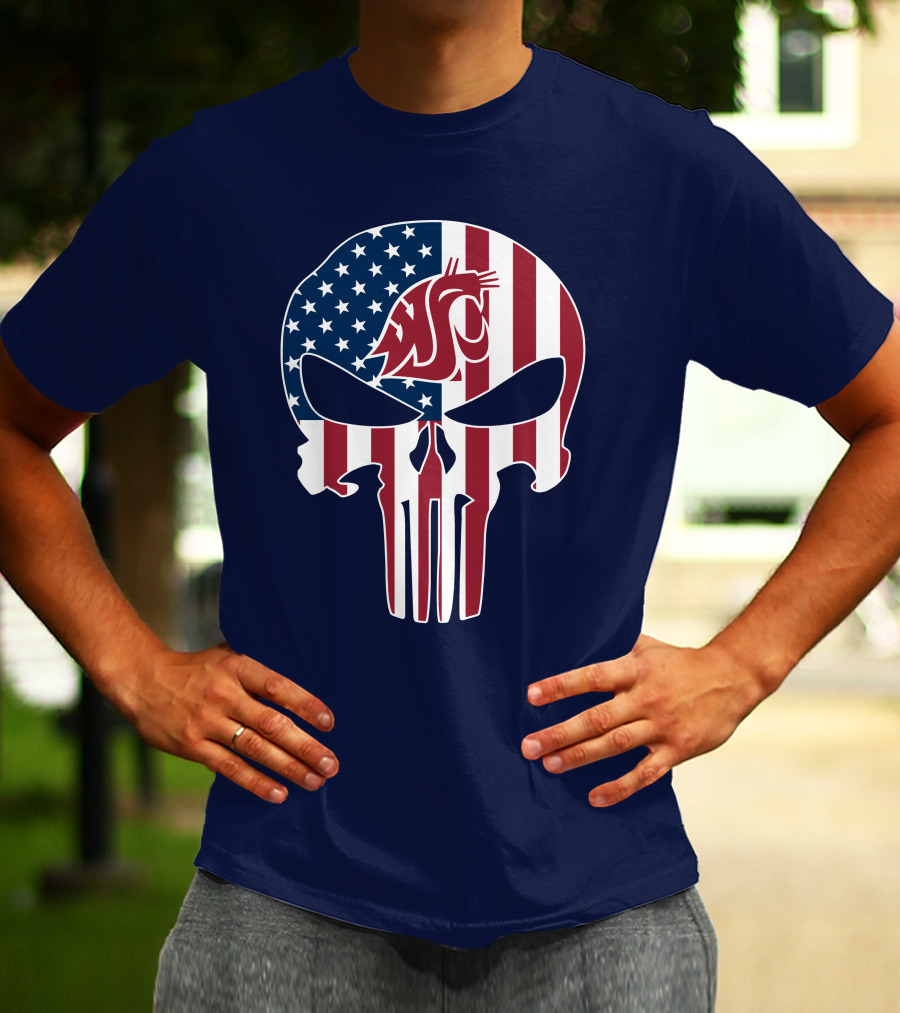 Washington State Cougars Punisher American Flag T-Shirt