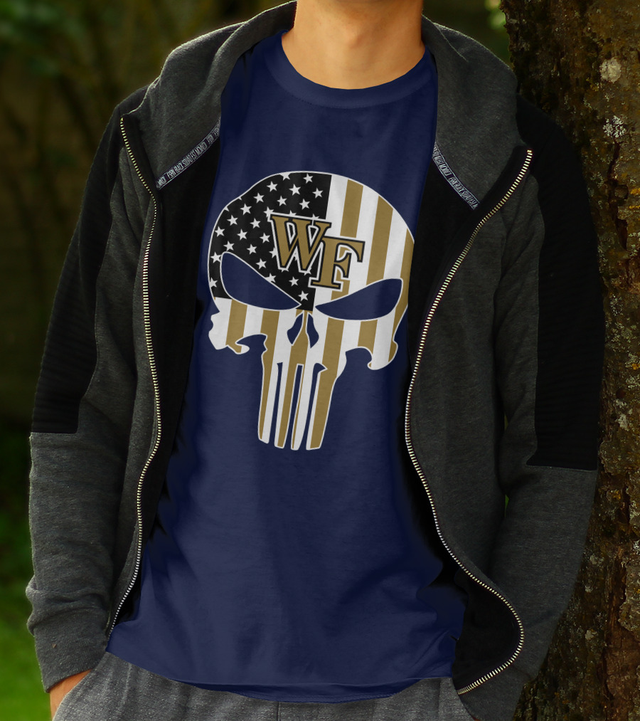 Wake Forest Wf Punisher Skull American Flag T-Shirt