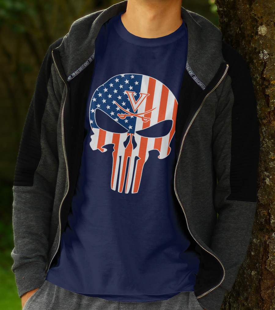 Virginia Cavaliers The Punisher American Flag T-Shirt