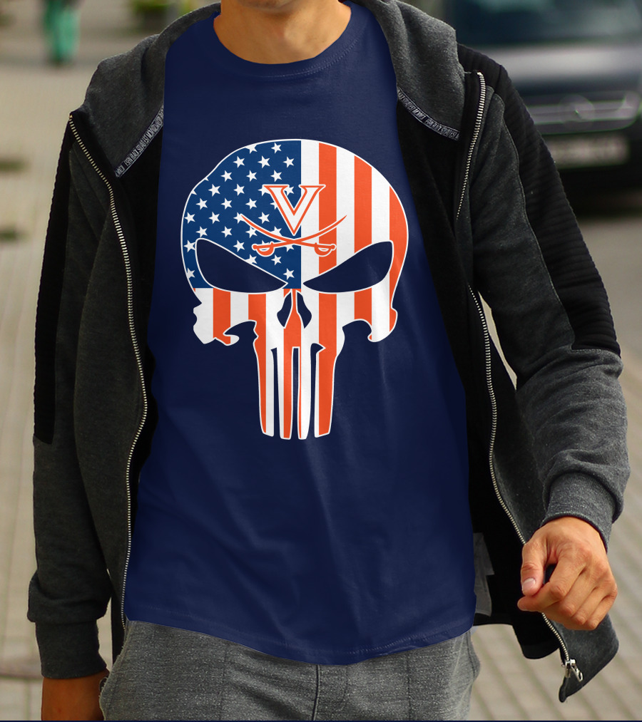 Virginia Cavaliers The Punisher American Flag T-Shirt