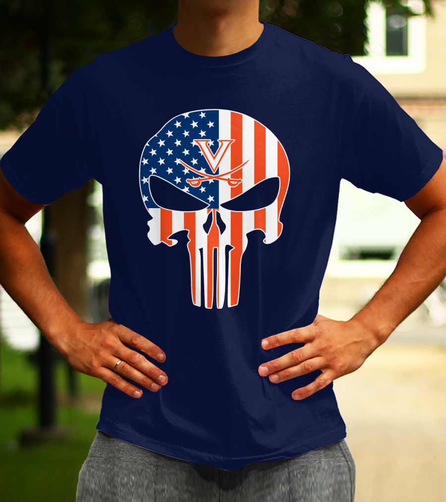 Virginia Cavaliers The Punisher American Flag T-Shirt