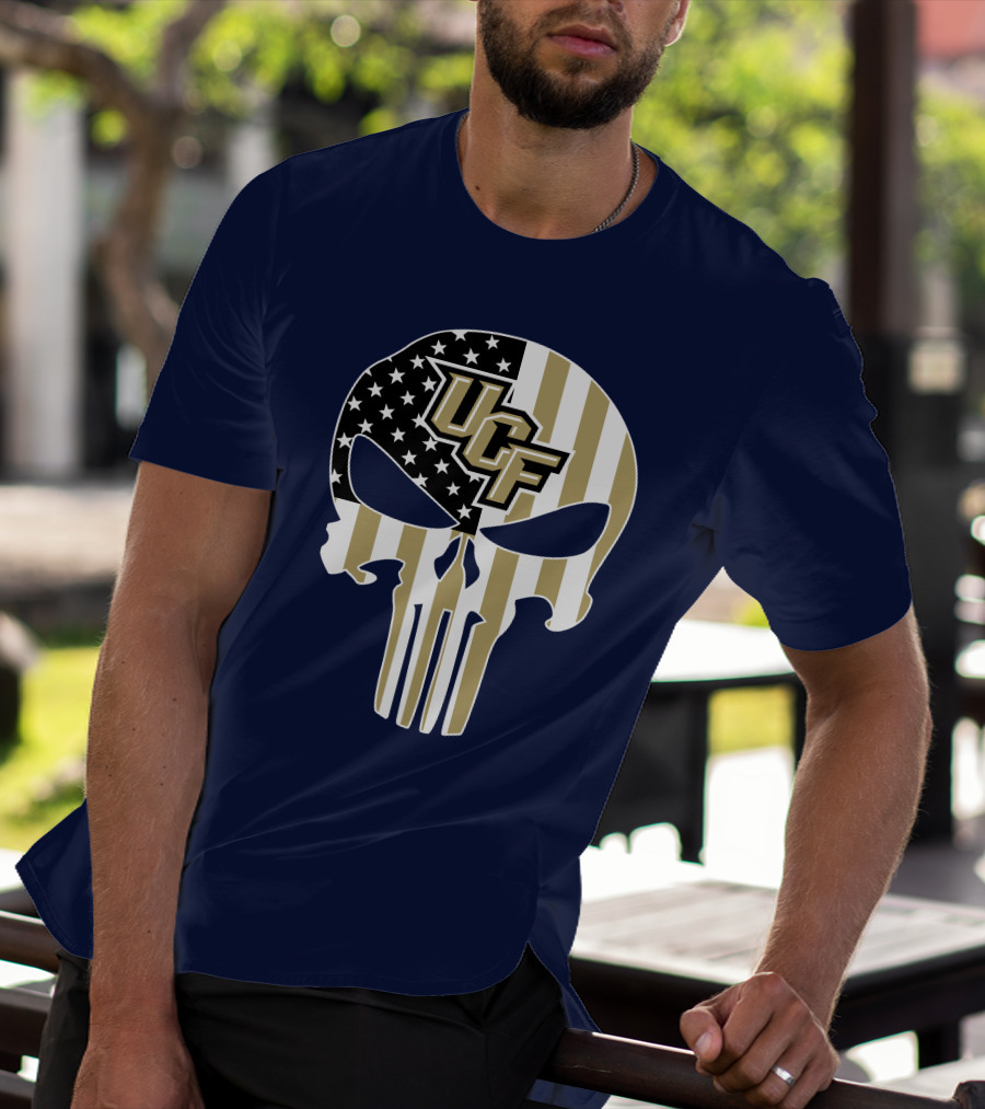 Ucf Knights The Punisher Skull With American Flag T-Shirt