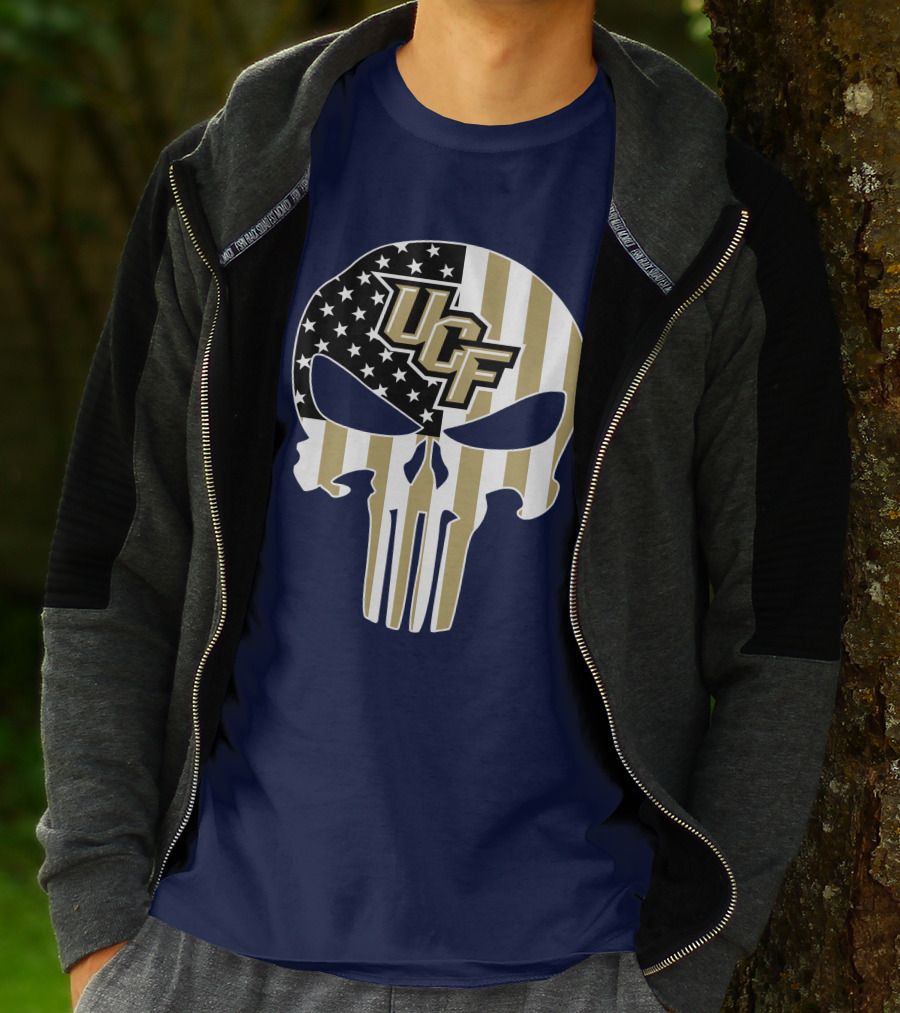 Ucf Knights The Punisher Skull With American Flag T-Shirt