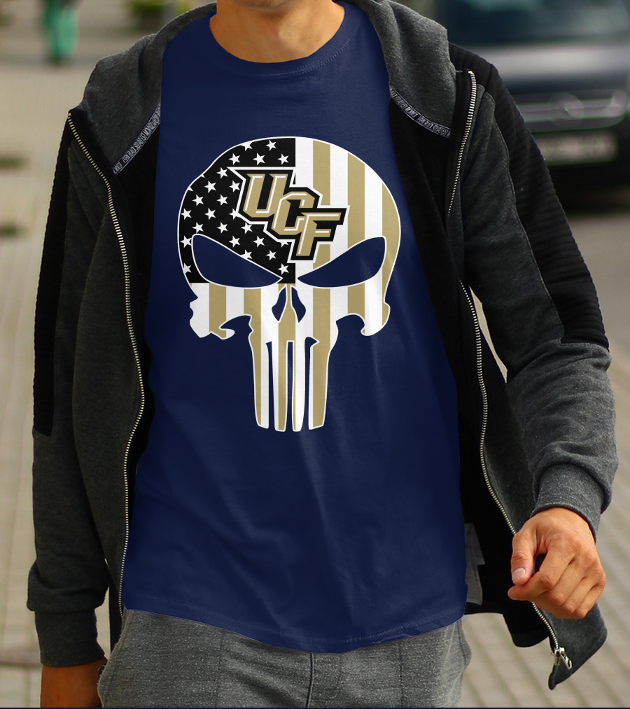 Ucf Knights The Punisher Skull With American Flag T-Shirt