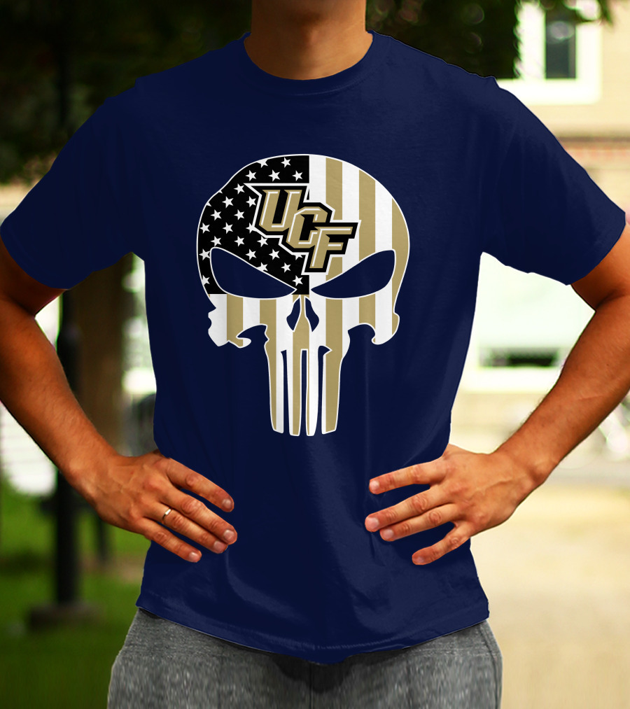 Ucf Knights The Punisher Skull With American Flag T-Shirt